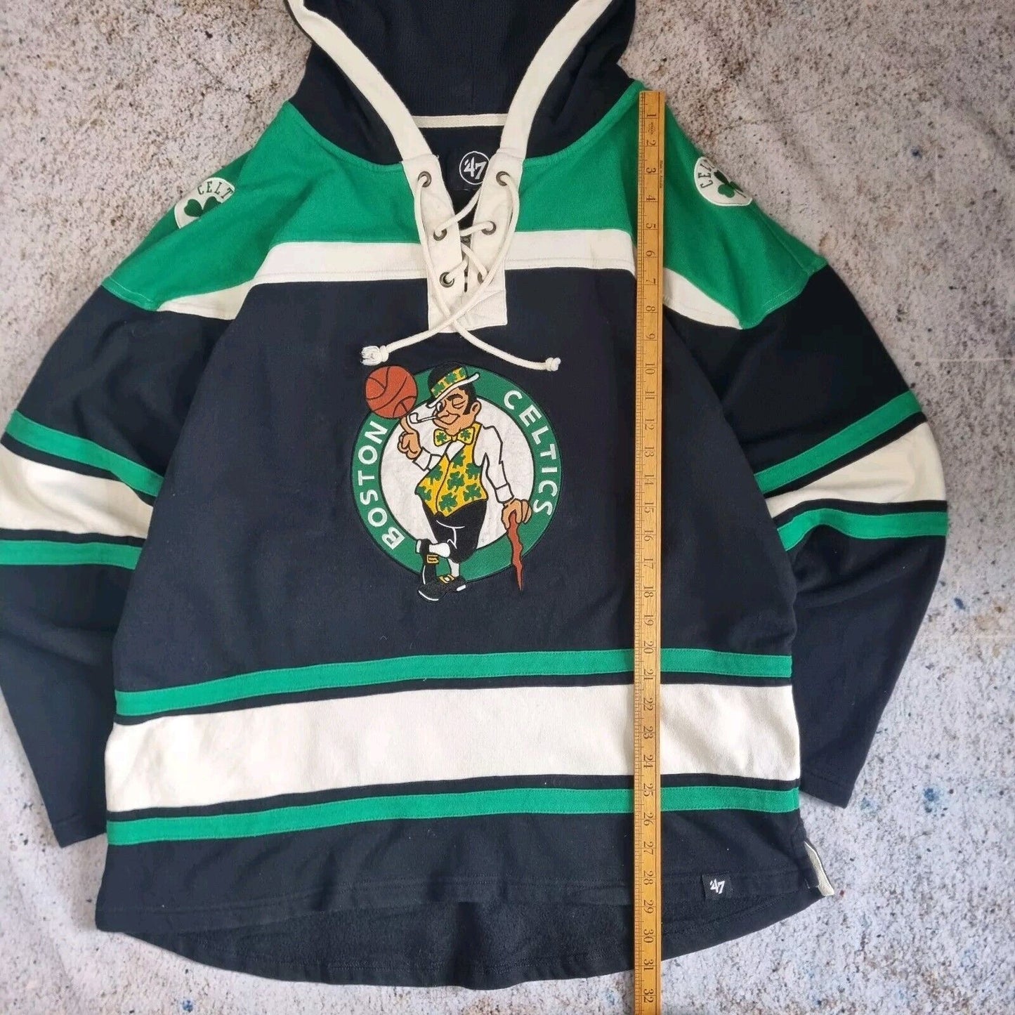 BOSTON CELTICS LACER Hoodie Sweatshirt Men's 47 BRAND  GREEN/BLACK Size L