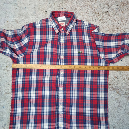 Lacoste Live Flannel Shirt Long Shirt Check Plaid - Red - Size S