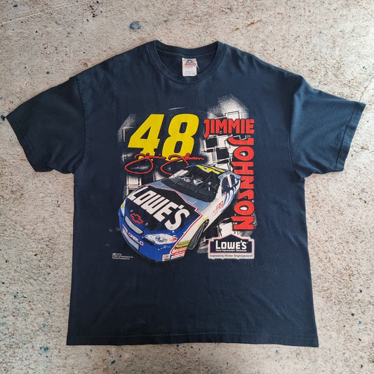 AAA Nascar Jimmie Johnson Graphic T-Shirt Vintage Tee, Navy Blue Mens XXL