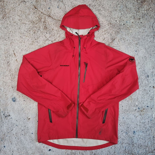 Mammut Drytech Premium Rain Wind Waterproof Hooded Light Red Jacket Coat Medium
