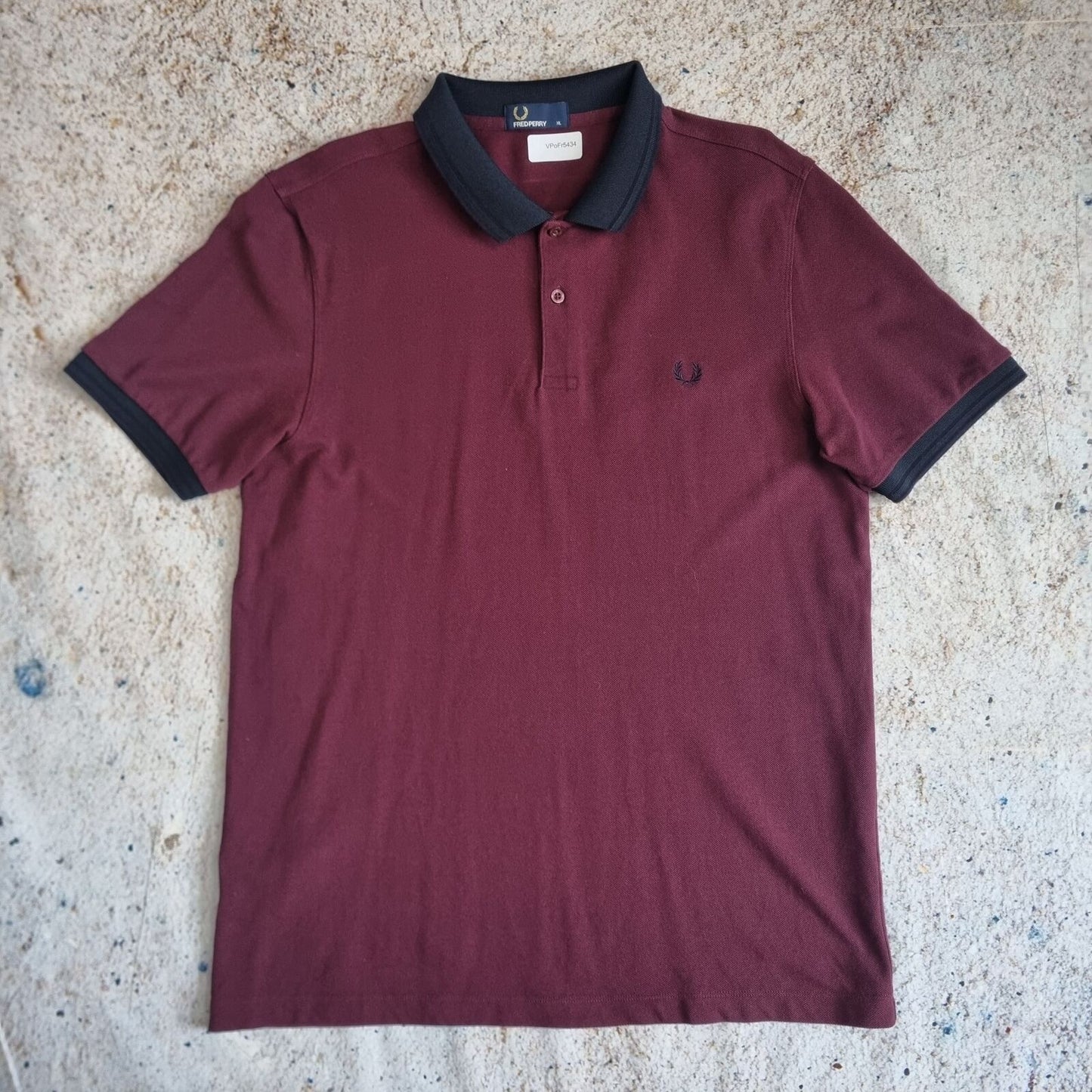 Fred Perry POLO SHIRT BURGUNDY BLUE COLLAR - Red - Size XL