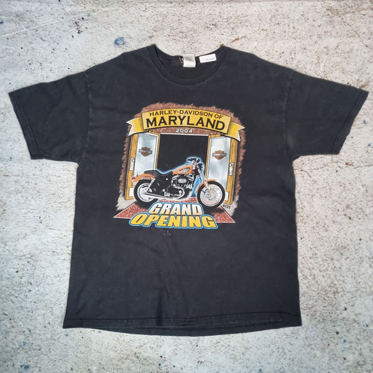 Harley Davidson Biker T-Shirt Short Sleeve Maryland 2004 - Black - Size XL