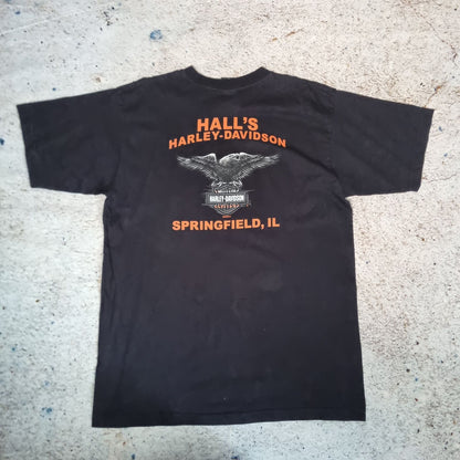 Harley Davidson Biker T-Shirt Short Sleeve Springfield 2008 - Black - Size XL