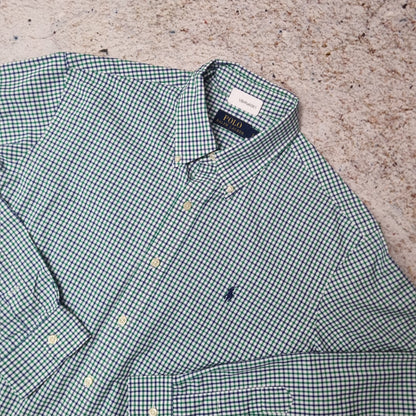 Polo Ralph Lauren OXFORD SHIRT CHECK GINGHAM WIMBLEDON COLOUR - Green - Size L