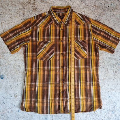 Marlboro Classics Shirt Vintage Men's Check Plaid XL Brown