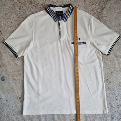 Fred Perry POLO SHIRT WOVEN TRIM SLIM FIT - White - Size XL