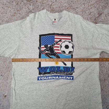 Vintage USA Argentina Football Graphic T Shirt Single Stitch Grey XL