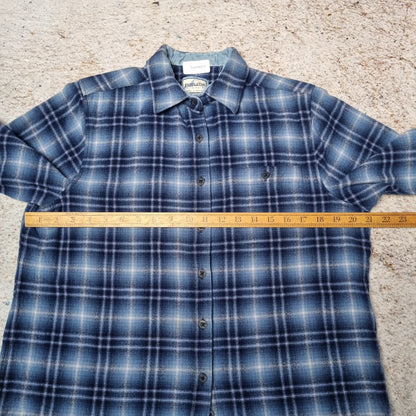 Pendleton Shirt 100% virgin wool Women Long Sleeve Check  - Blue - Size L