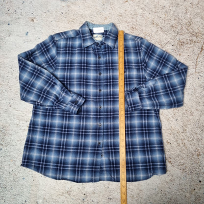 Pendleton Shirt 100% virgin wool Women Long Sleeve Check  - Blue - Size L