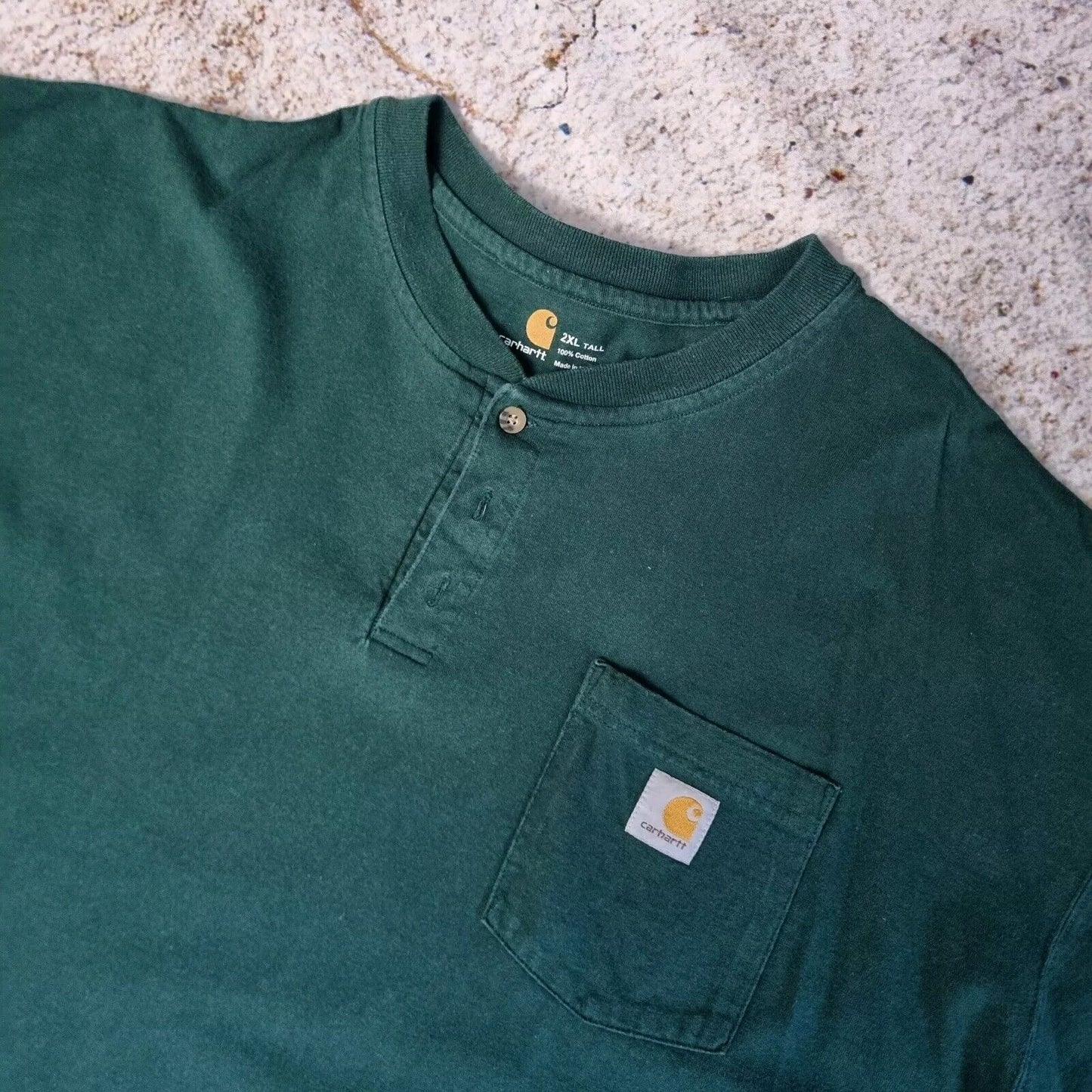 Carhartt Logo T Shirt 2XL Pocket Workwear Tall Green Tee