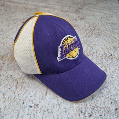 Reebok LA Lakers Cap Hat Fitted Vintage Retro Fitted White Yellow Purple