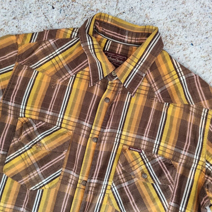 Marlboro Classics Shirt Vintage Men's Check Plaid XL Brown