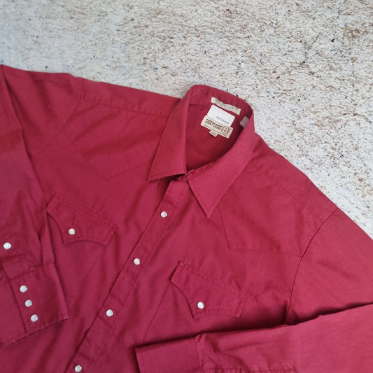 Sheplers Vintage Shirt Plain Western Short Sleeve Cowboy - Red - Size XL