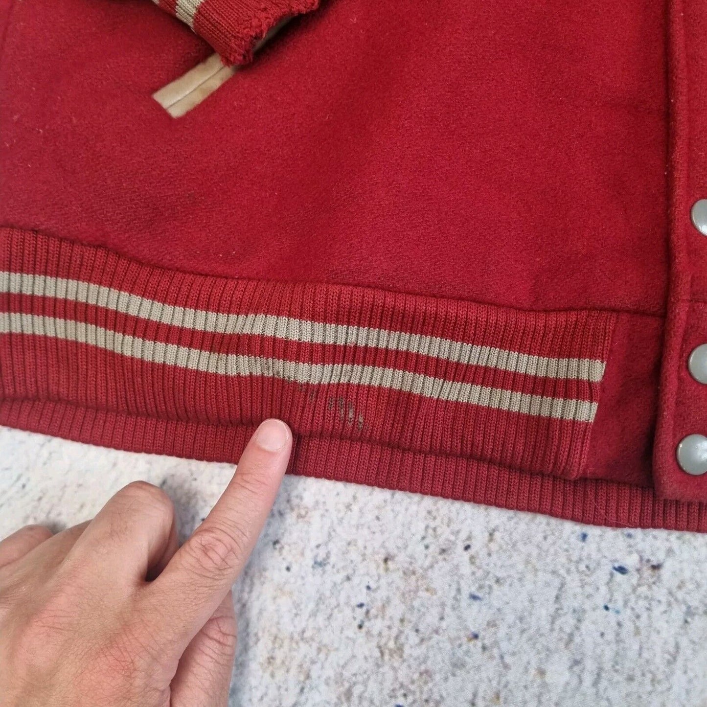 Vintage 80s Wool Varsity Jacket XL Made in USA Women's Red Brown