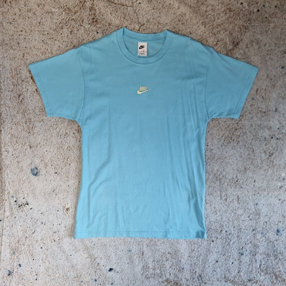 Nike Club T-Shirt Centre Swoosh Logo- Light Blue - XS