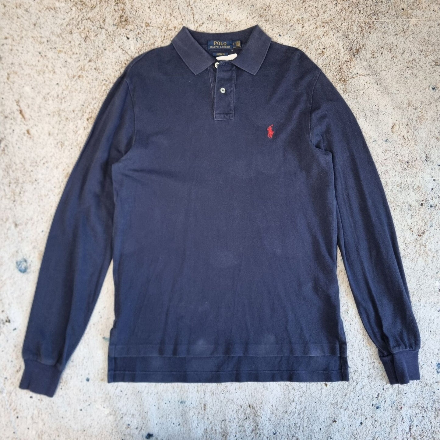 Polo Ralph Lauren POLO SHIRT CUSTOM FIT LONG SLEEVE - Blue - Size M