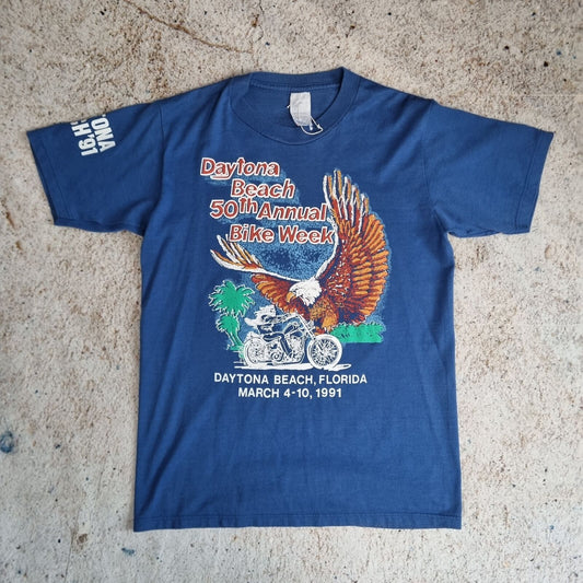 Vintage DAYTONA BIKER T SHIRT 90'S VINTAGE RETRO - Blue - Size M