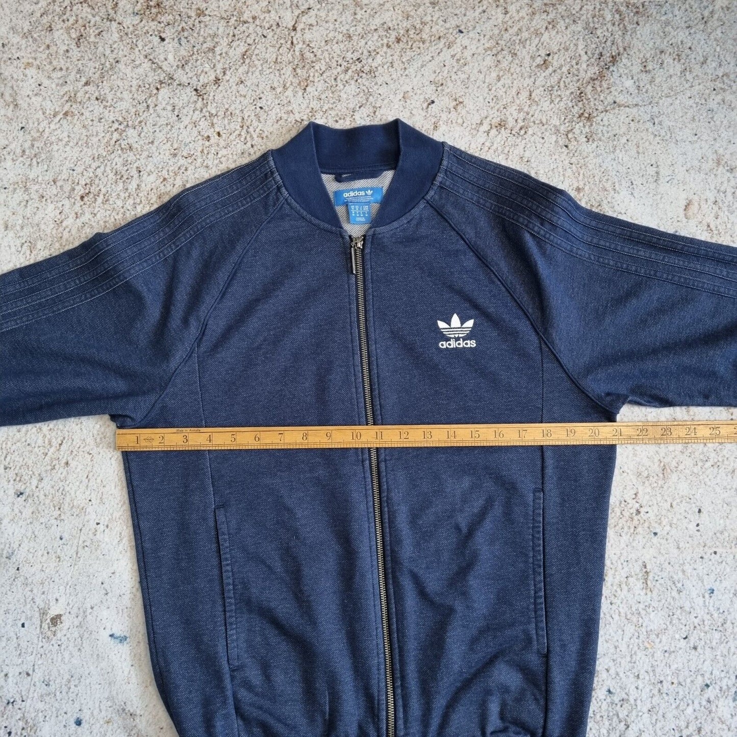 Adidas Jacket Bomber Mens Medium Blue Navy Firebird Trefoil Originals Y2K