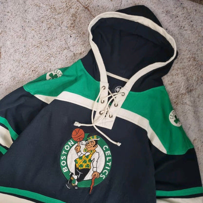 BOSTON CELTICS LACER Hoodie Sweatshirt Men's 47 BRAND  GREEN/BLACK Size L