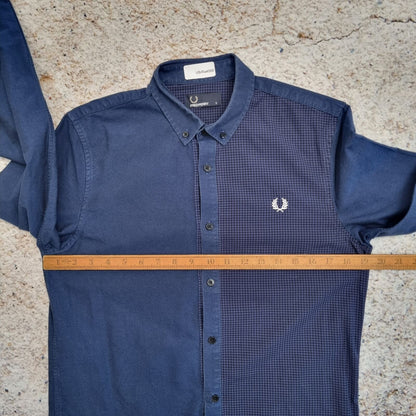 Fred Perry OXFORD SHIRT TWO TONE CHECK  - Blue - Size S