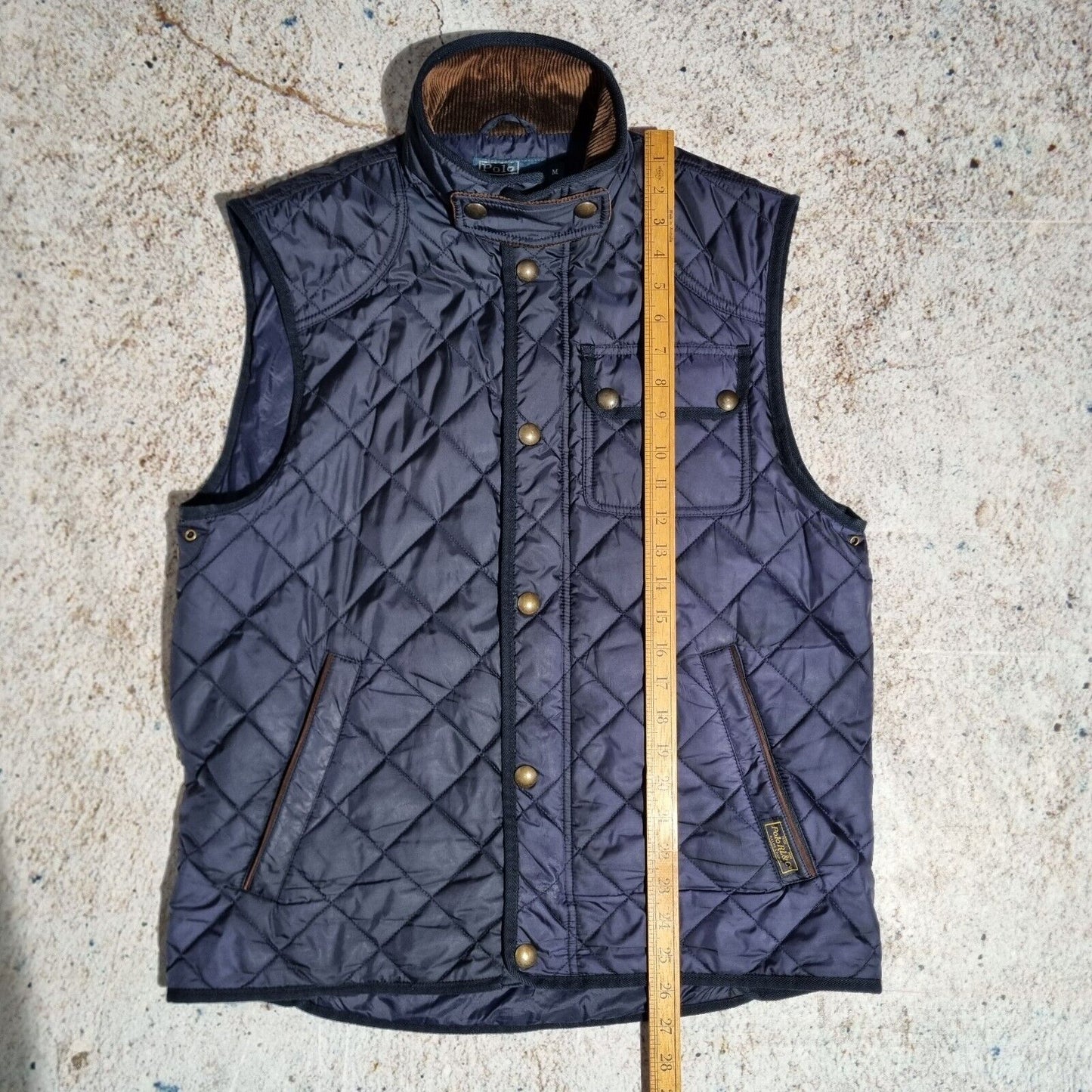 Ralph Lauren Polo Blue Gilet Mens Diamond Quilt Puffer Bodywarmer Vest Medium