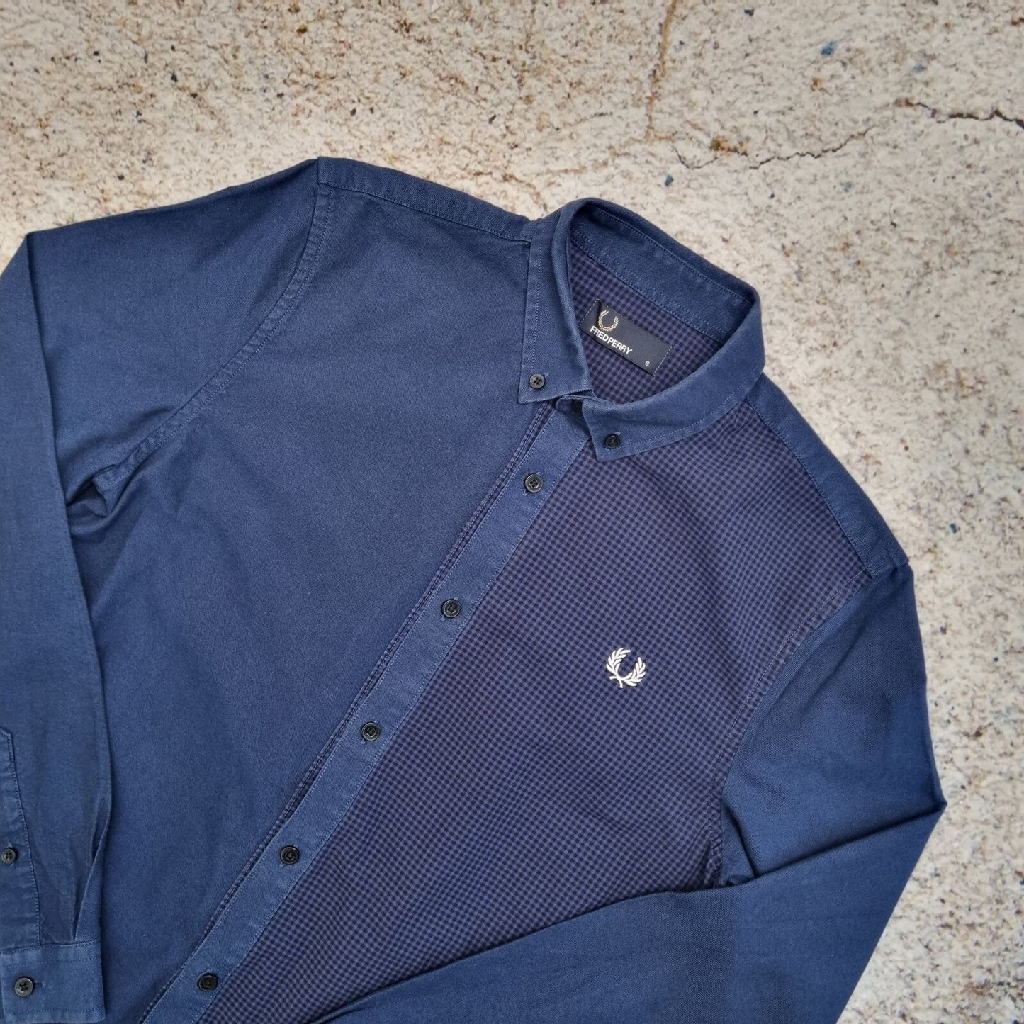 Fred Perry OXFORD SHIRT TWO TONE CHECK  - Blue - Size S