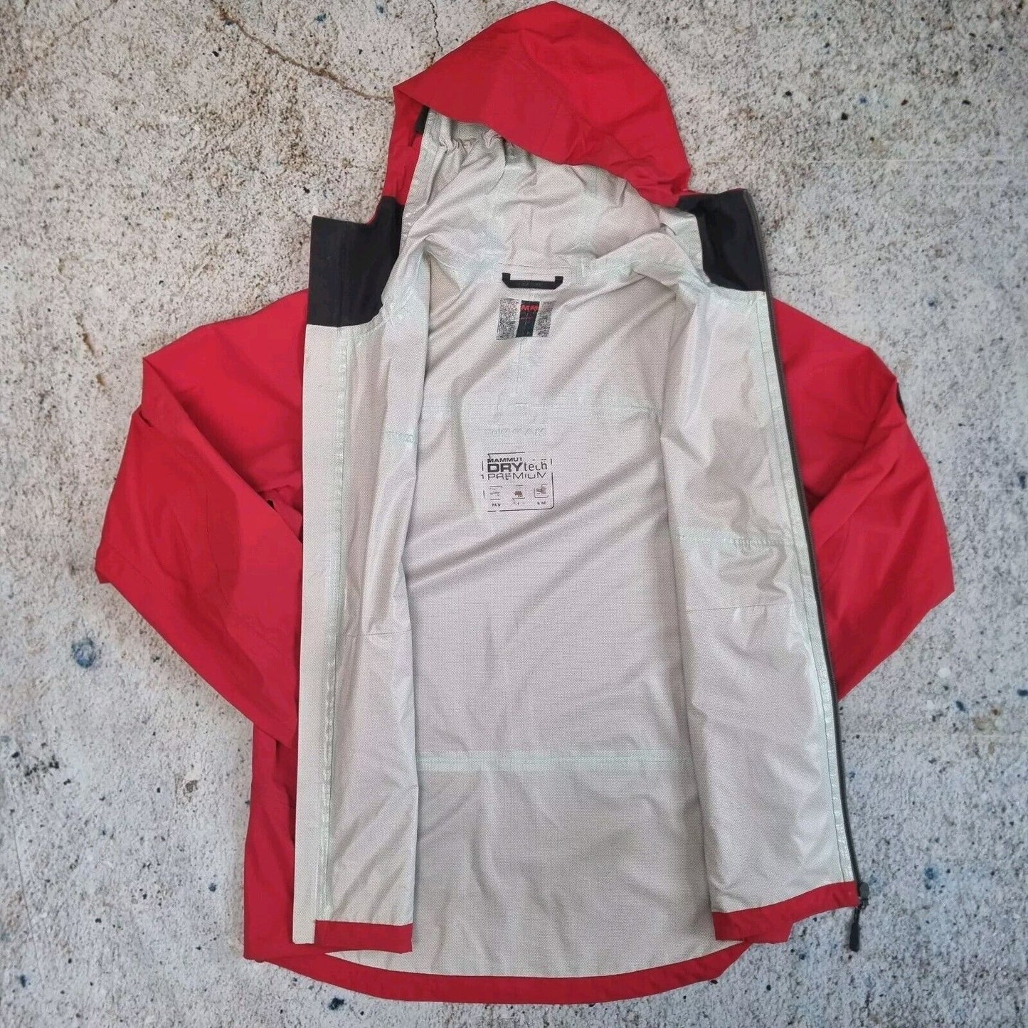 Mammut Drytech Premium Rain Wind Waterproof Hooded Light Red Jacket Coat Medium