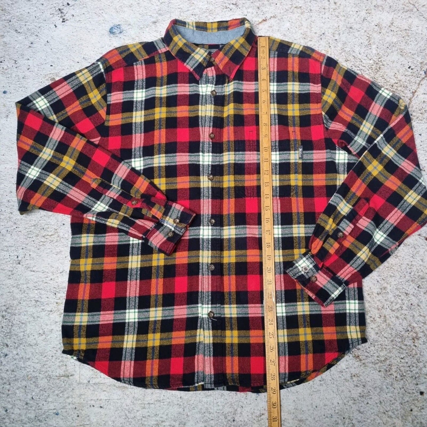 Woolrich Flannel Shirt Long Sleeve Mens Check Plaid - Red Tartan - Size L