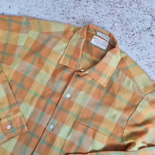 Aristograt Vintage Shirt Check Western Long Sleeve Cowboy - Yellow - Size M