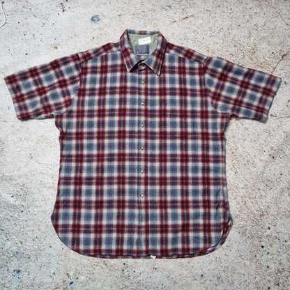 Pendleton Shirt Mens Checkered Wool Short Sleeve Flannel Button Up - Red Size M