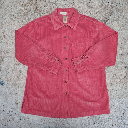 LL BEAN Corduroy Shirt Womens Overshirt  - Red - Size M