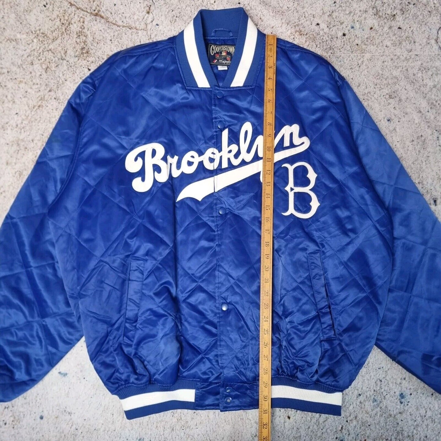 Majestic Brooklyn Dodgers Bomber Jacket MLB Vintage Varsity Coat, Blue Mens XXXL