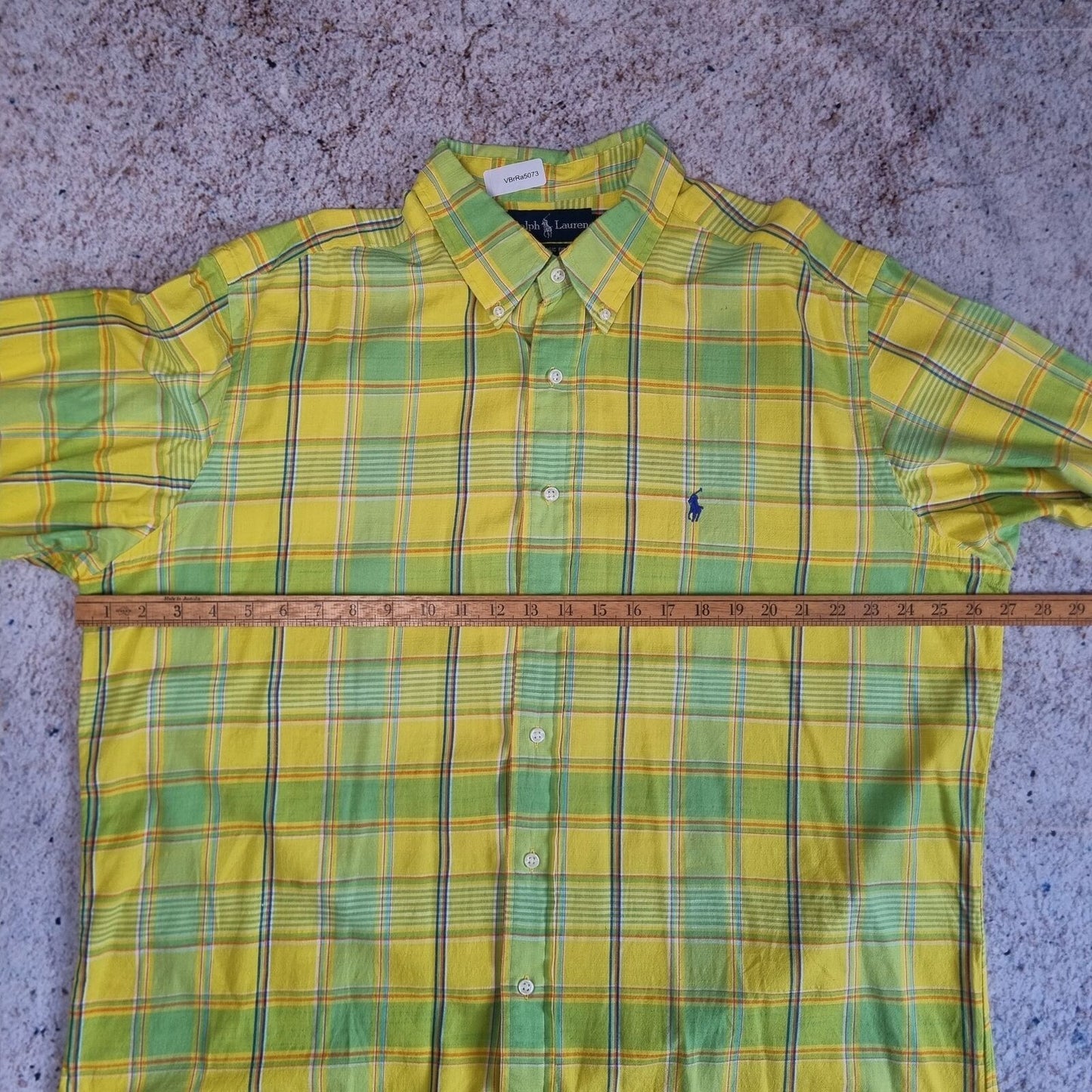 Ralph Lauren OXFORD SHIRT CLASSIC FIT CHECK SHORT SLEEVE - Yellow - Size XL