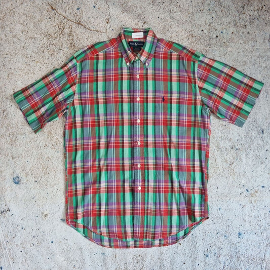 Ralph Lauren OXFORD SHIRT BLAKE CHECK SHORT SLEEVE - Red - Size M