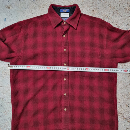 Pendleton Shirt Mens Checkered Wool Long Sleeve Flannel Button Up - Red Size M