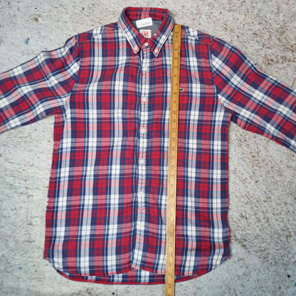 Lacoste Live Flannel Shirt Long Shirt Check Plaid - Red - Size S