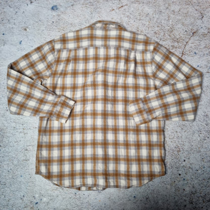 Woolrich Shirt wool Mens Long Sleeve Vintage Check  - Brown - Size L