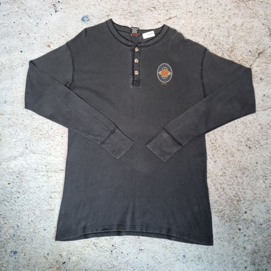 Harley Davidson Biker Long Sleeve XL Shirt Button Collar 95 - Black - Size XL