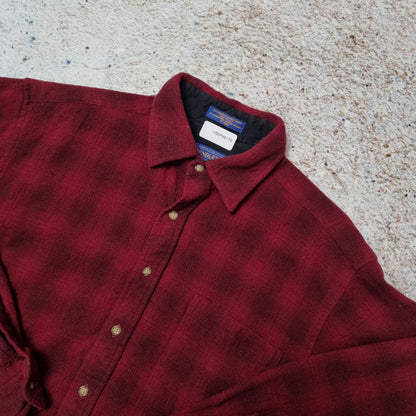 Pendleton Shirt Mens Checkered Wool Long Sleeve Flannel Button Up - Red Size M