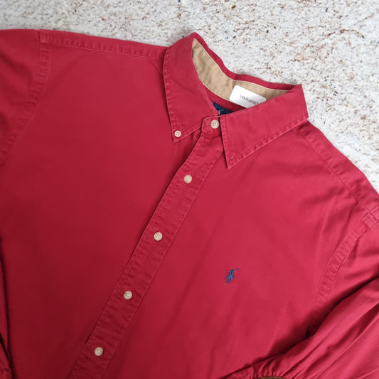 Ralph Lauren Oxford Shirt Classic Fit Red Mens Plain - Red - Size XL