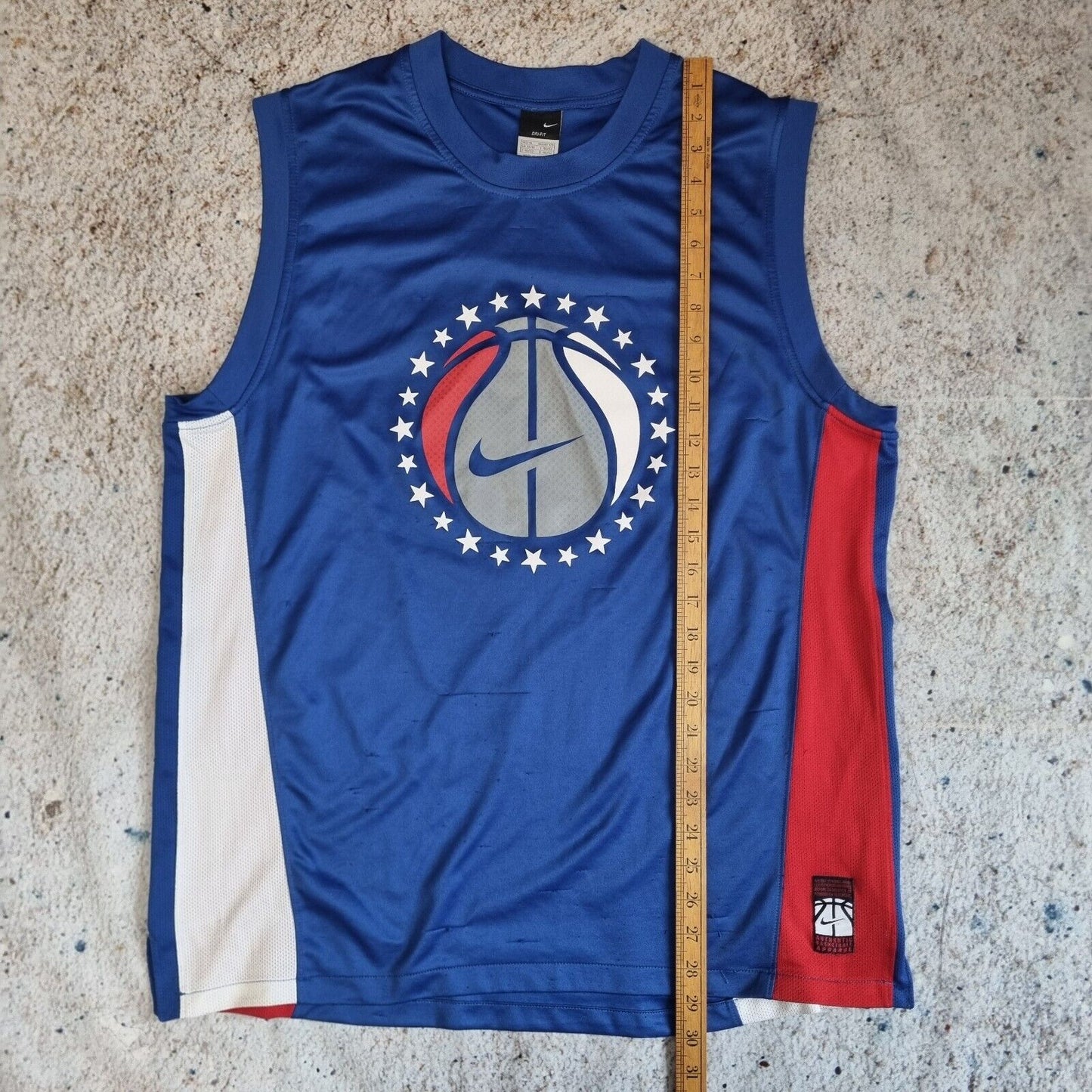 NIKE Basketball Mens Jersey Blue Sleeveless M Retro 2000