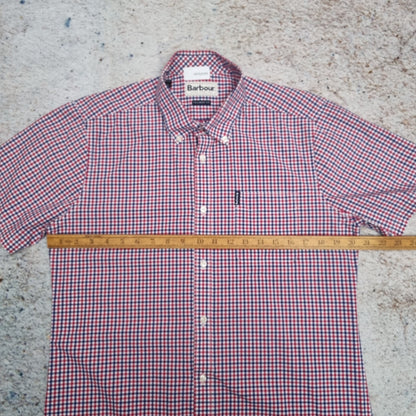 Barbour OXFORD SHRIT TAILORED FIT GINGHAM SHORT SLEEVE MENS - Red - Size M