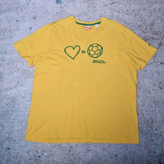 Brazil Puma T-Shirt - Yellow - XL - RETRO