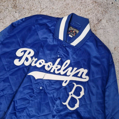 Majestic Brooklyn Dodgers Bomber Jacket MLB Vintage Varsity Coat, Blue Mens XXXL