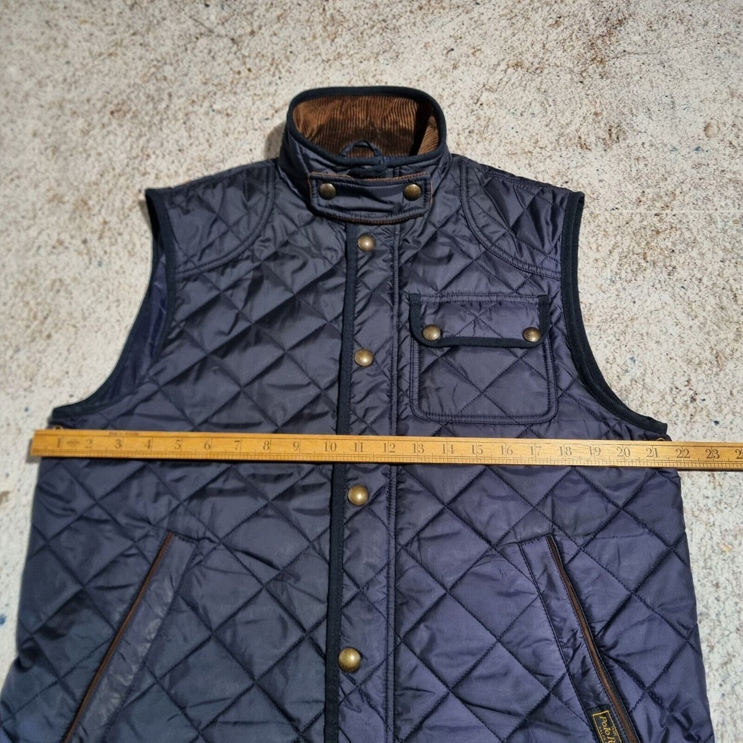 Ralph Lauren Polo Blue Gilet Mens Diamond Quilt Puffer Bodywarmer Vest Medium