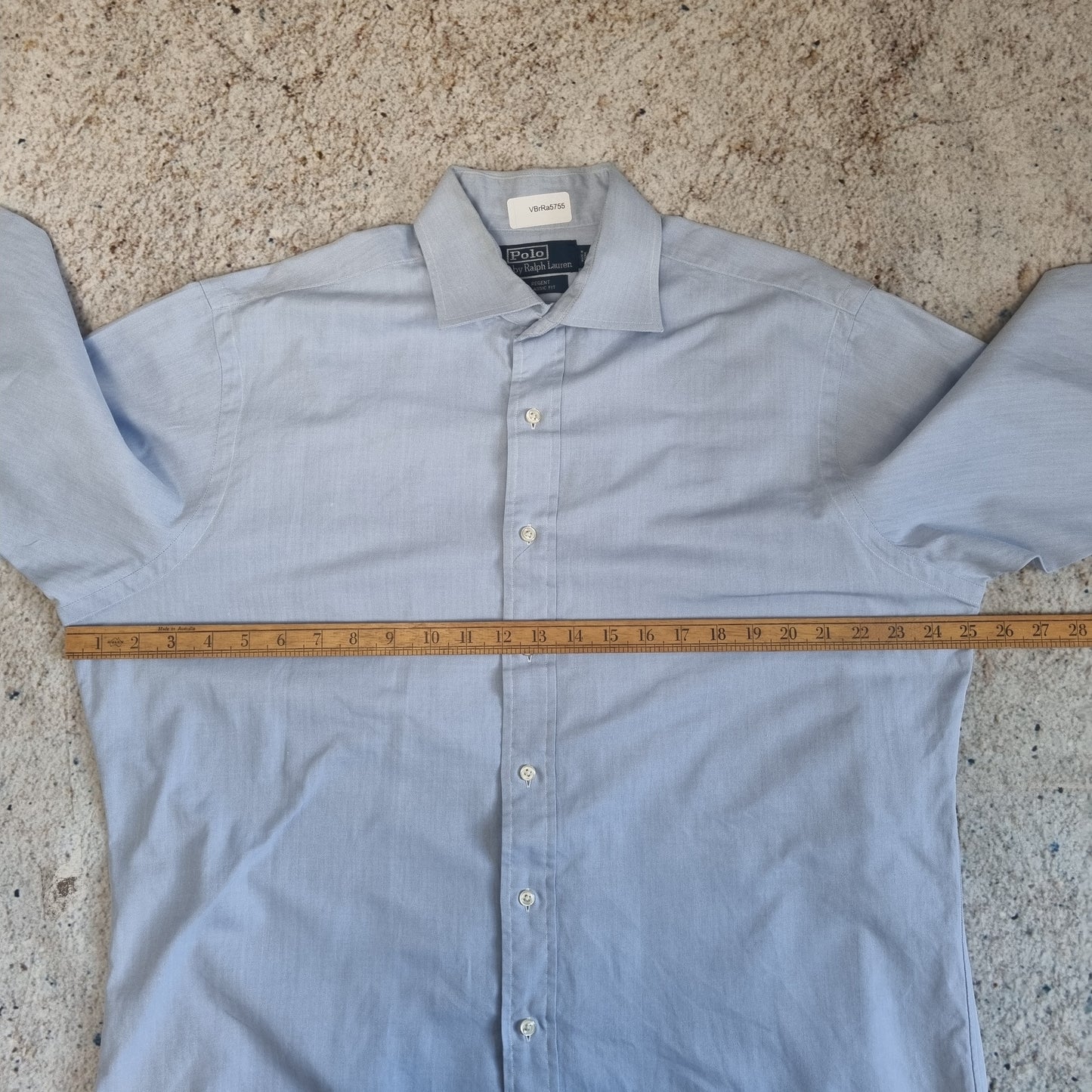 Polo Ralph Lauren REGENT SHIRT CLASSIC FIT PLAIN 34 35 L - Blue - Size 16.5