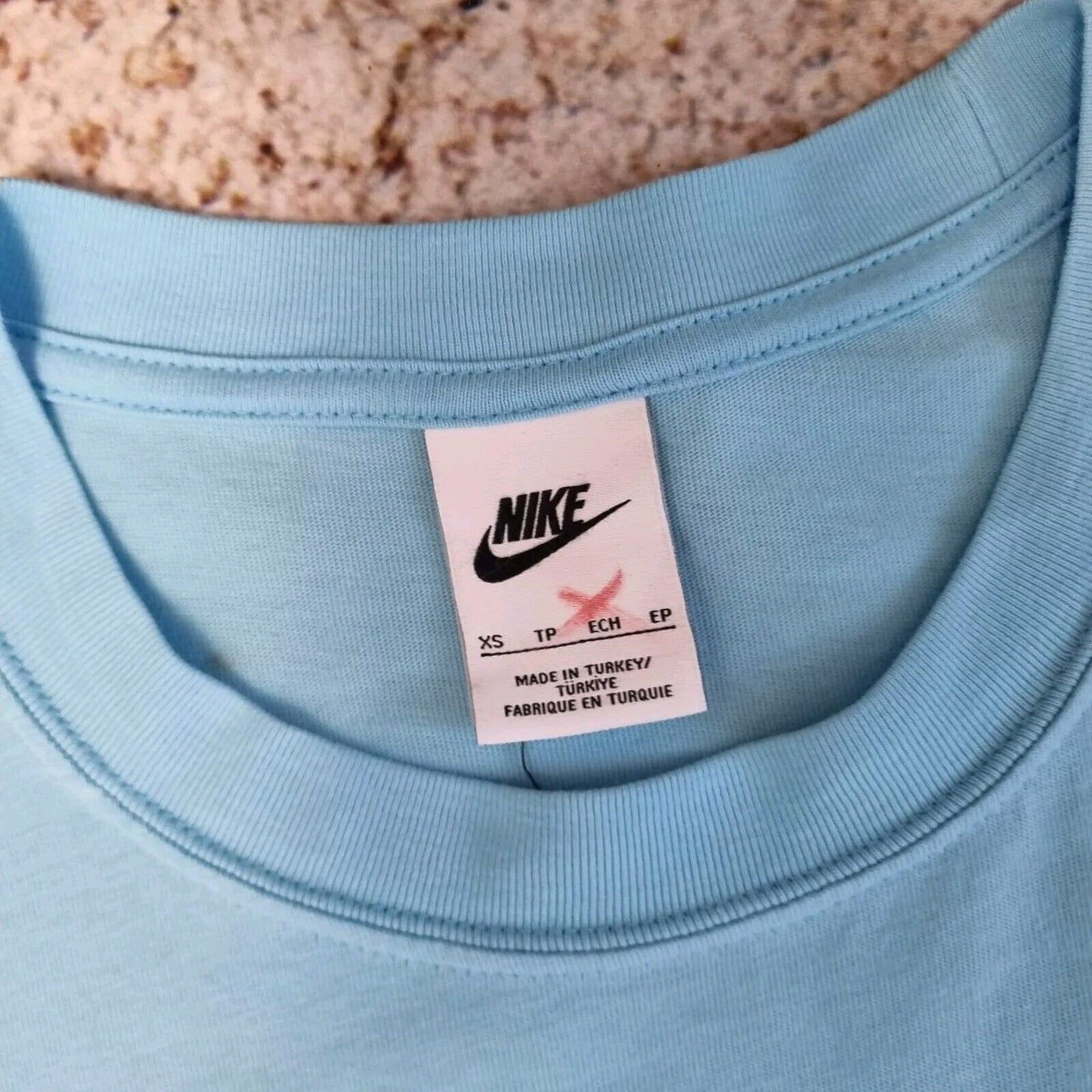 Nike Club T-Shirt Centre Swoosh Logo- Light Blue - XS