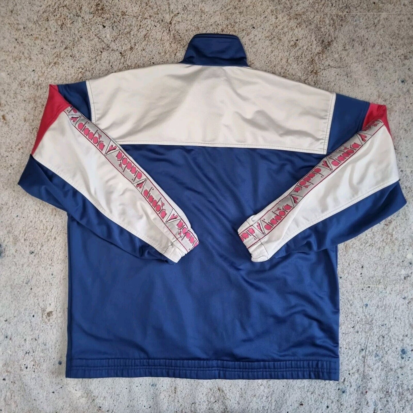 Diadora Tracksuit Top Track Jacket Vintage Festival Wavy Retro 90s M Blue Pink