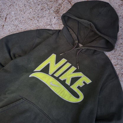 Nike Hoodie Big Swoosh Spell Out Heavy Green Faded Khaki XXL