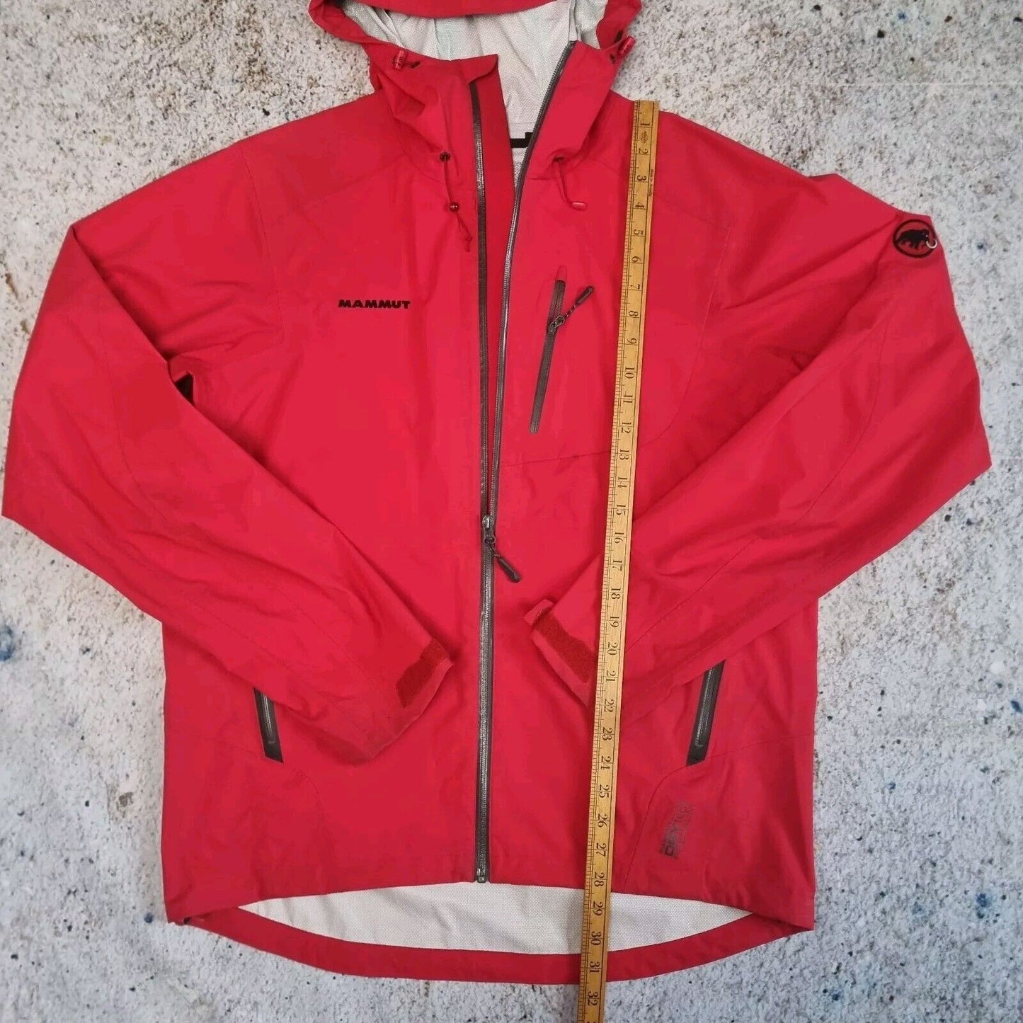 Mammut Drytech Premium Rain Wind Waterproof Hooded Light Red Jacket Coat Medium